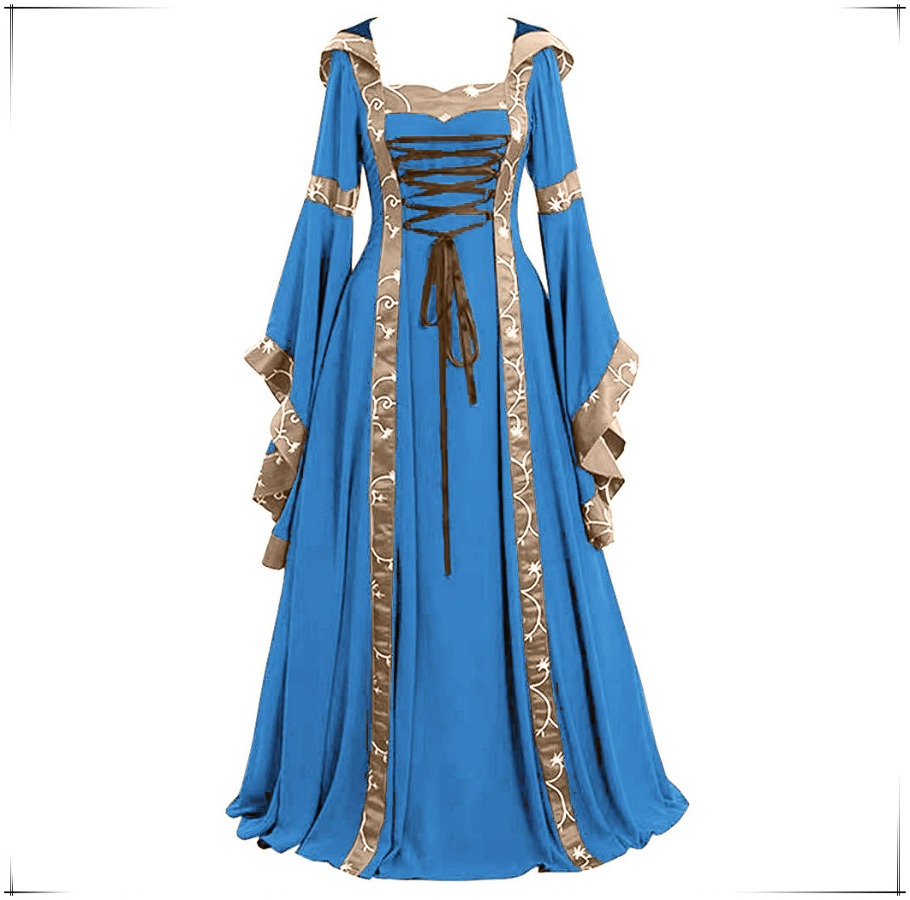 Medieval Renaissance Dress Women - Nieuwe Middeleeuwse Gotische Maxi-jurk met Capuchon