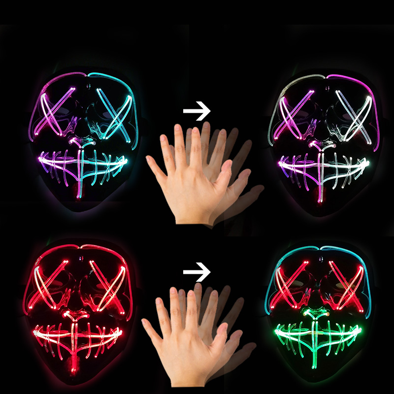 Led Purge Mask Halloween - Gebarenbediening LED-masker Lichtgevend Gloeiend Halloween Purge