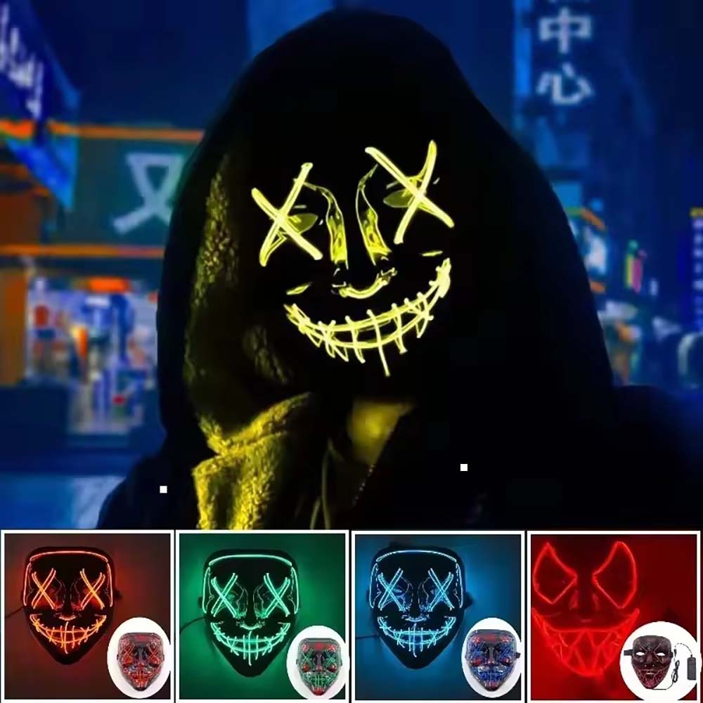 Led Purge Mask Halloween - Draadloos neon LED Purge-masker Glow in