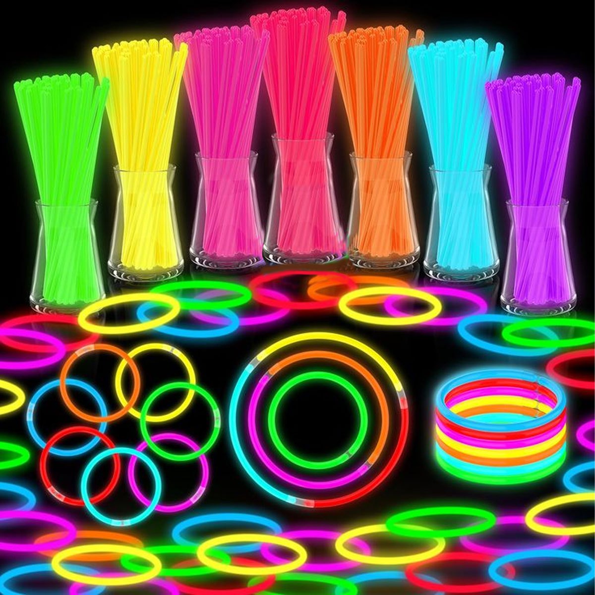 Glow In The Dark Party Glasses - 15/35-delige Glow Stick Bulkset - 8