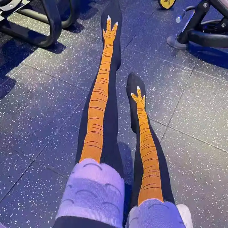 Funny Chicken Leg Socks - Trendy damessokken met knielengte kippenpoten Grappige