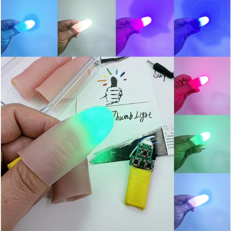 Thumb Tip Magic Trick Set - 7-kleuren lichtpaar set Opladen Briljant magisch