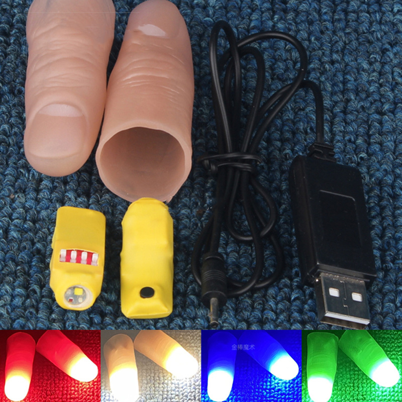 Thumb Tip Magic Trick Set - Professionele lichtpaarset (rood/vier kleuren) Goocheltrucs LED-duimtips