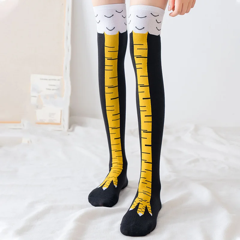 Funny Chicken Leg Socks - Grappige kippenpootkousen over de knie, dunne,