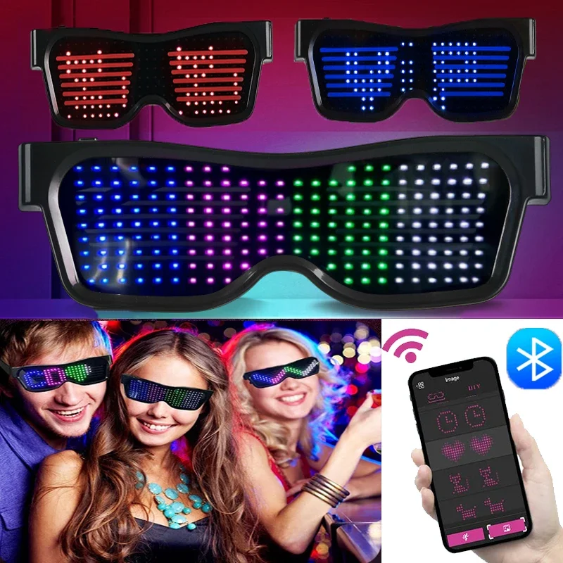 Glow In The Dark Party Glasses - Meertalige LED-bril Bluetooth DIY Tekst Graffiti