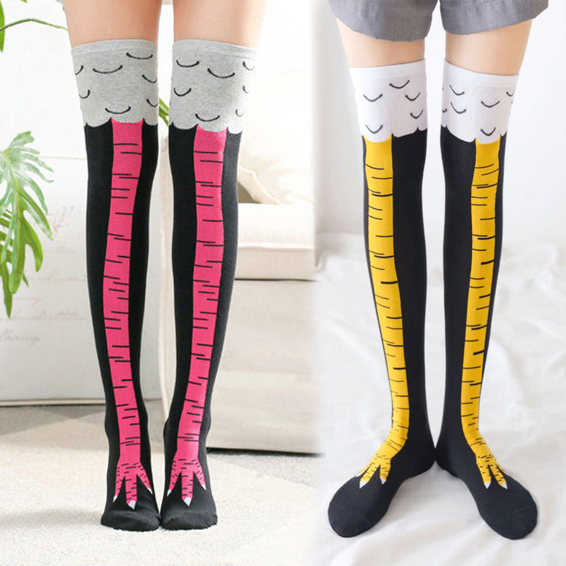 1Pairs Vrouwen Print Kniekouse - Funny Chicken Leg Socks recensie en prijs