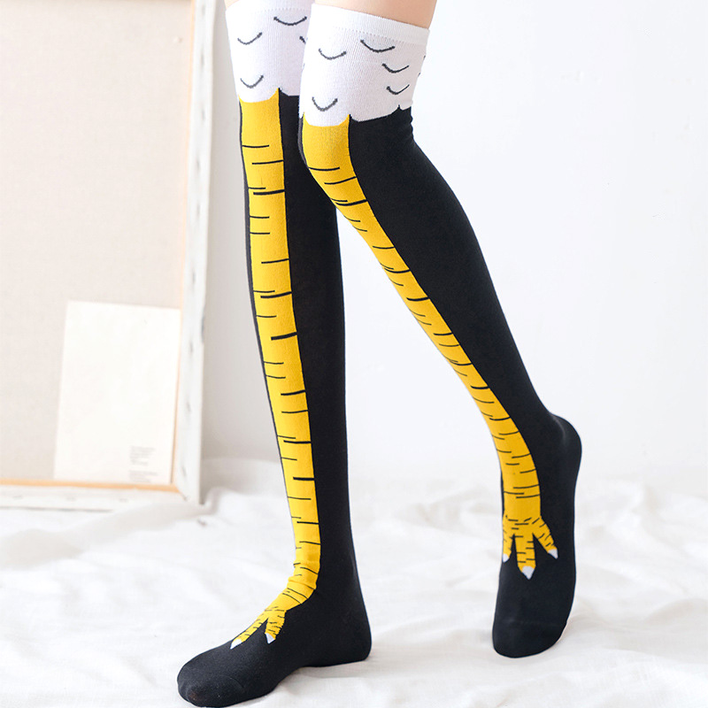 1Pairs Vrouwen Print Kniekouse - Funny Chicken Leg Socks recensie en prijs