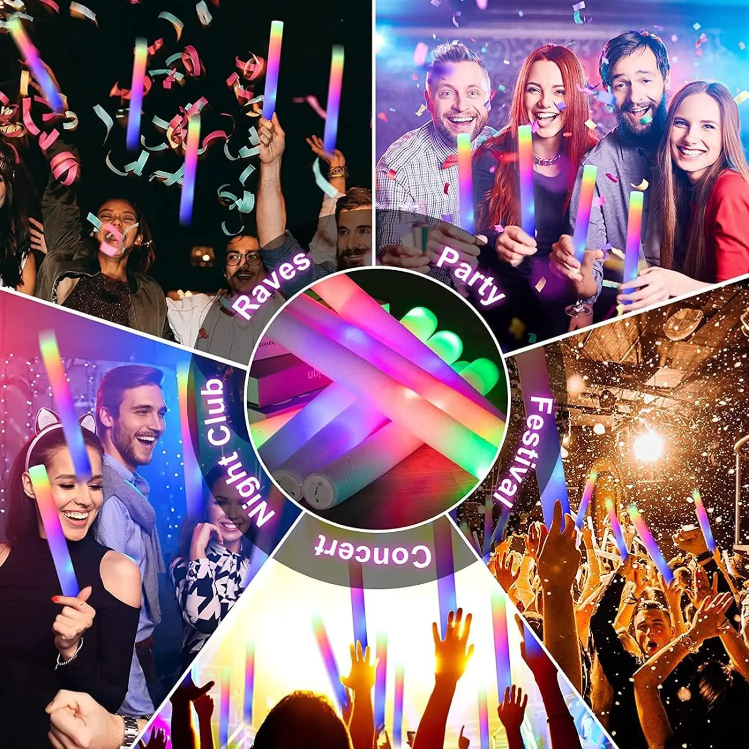 50 stuks LED Foam Glow Sticks  - Flashing Led Foam Sticks Party recensie en prijs