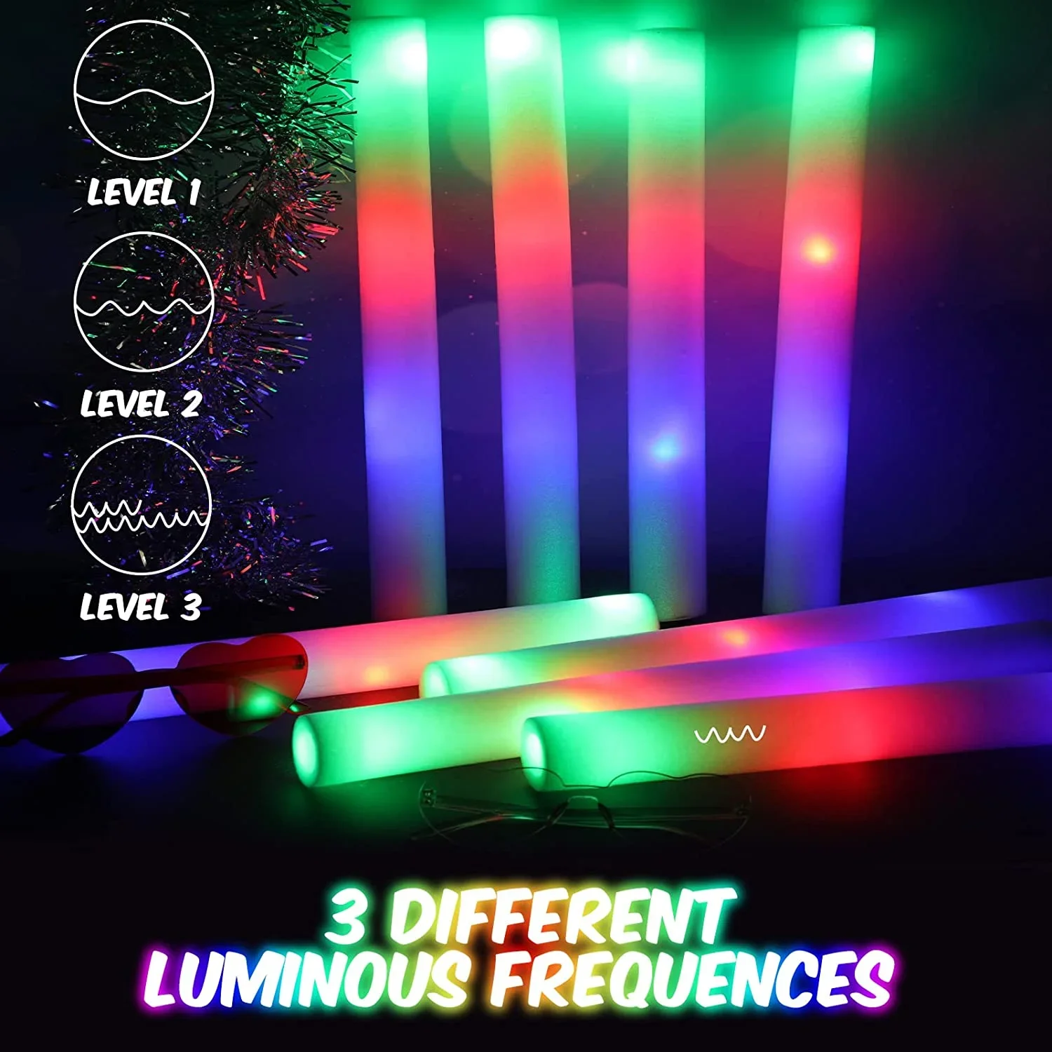 50 stuks LED Foam Glow Sticks  - Flashing Led Foam Sticks Party recensie en prijs