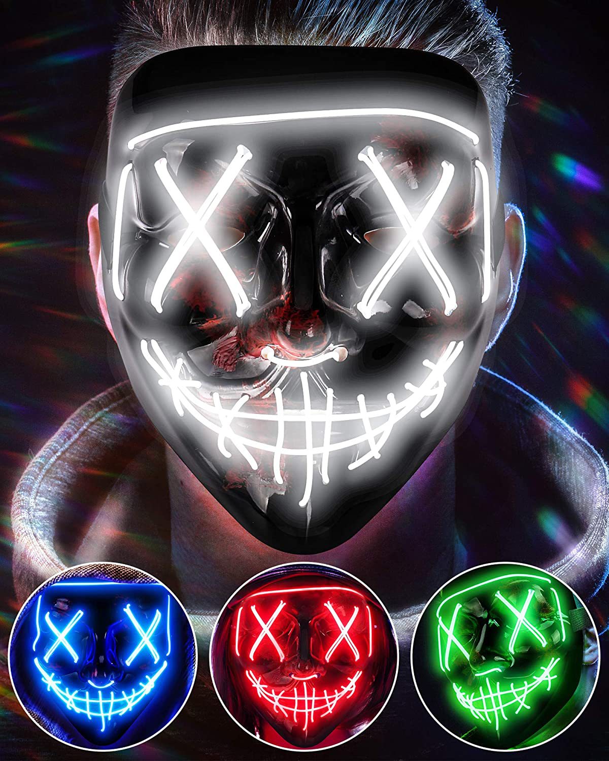 Draadloos Eng Gloeiend Masker  - Led Purge Mask Halloween recensie en prijs