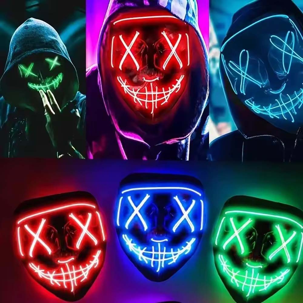 Draadloos neon LED Purge-maske - Led Purge Mask Halloween recensie en prijs