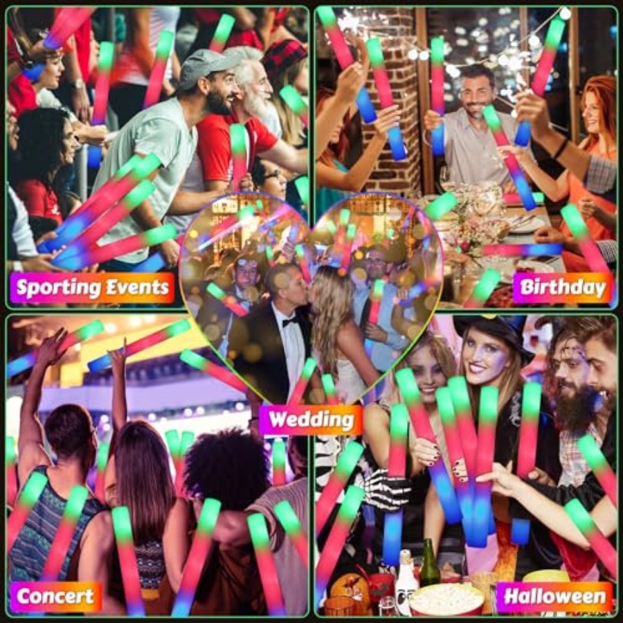 70 stuks LED schuim glowsticks - Flashing Led Foam Sticks Party recensie en prijs