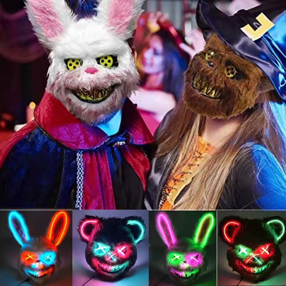 LED Bloederig Konijnenmasker,  - Led Purge Mask Halloween recensie en prijs